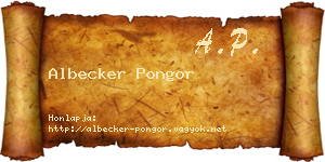 Albecker Pongor névjegykártya